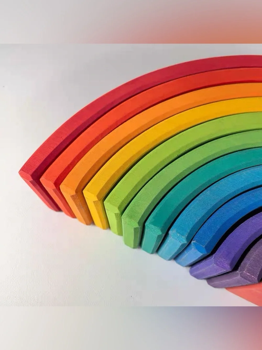 Wooden Rainbow Stacking Arches - Multicolor Wooden Building Set